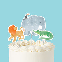 safari animals cake toppers 3 piece set on jungle cake
