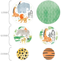 27-piece safari animals circle confetti in three coordinating sizes