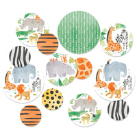 Safari Animals Giant Circle Confetti set with 27 jungle party pieces