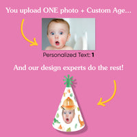 Photo face cutout inside safari cone hat