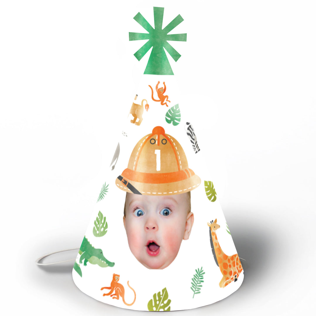 Custom safari animals cone party hats set of 8