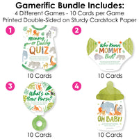 Double sided safari baby shower game card