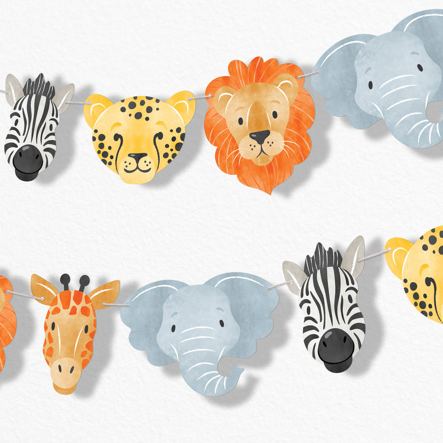 Safari animals garland banner with jungle animals