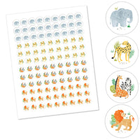 Safari animals round candy stickers sheet of 108