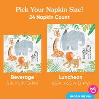 Safari animals beverage and luncheon napkins 24 count