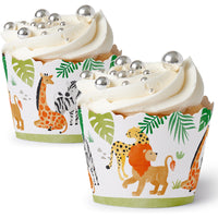 Lion giraffe zebra cheetah jungle cupcake wrapper