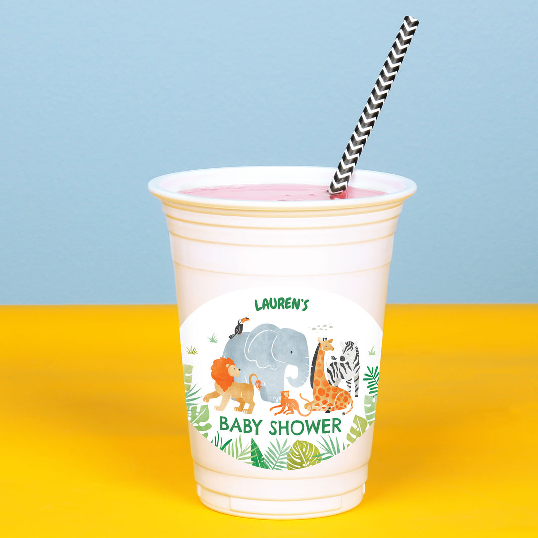 Personalized jungle safari animal cup sticker