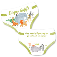 Safari animals diaper raffle cards set of 24