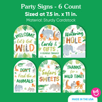 Safari Animals Party Signs Set - 6 Ct