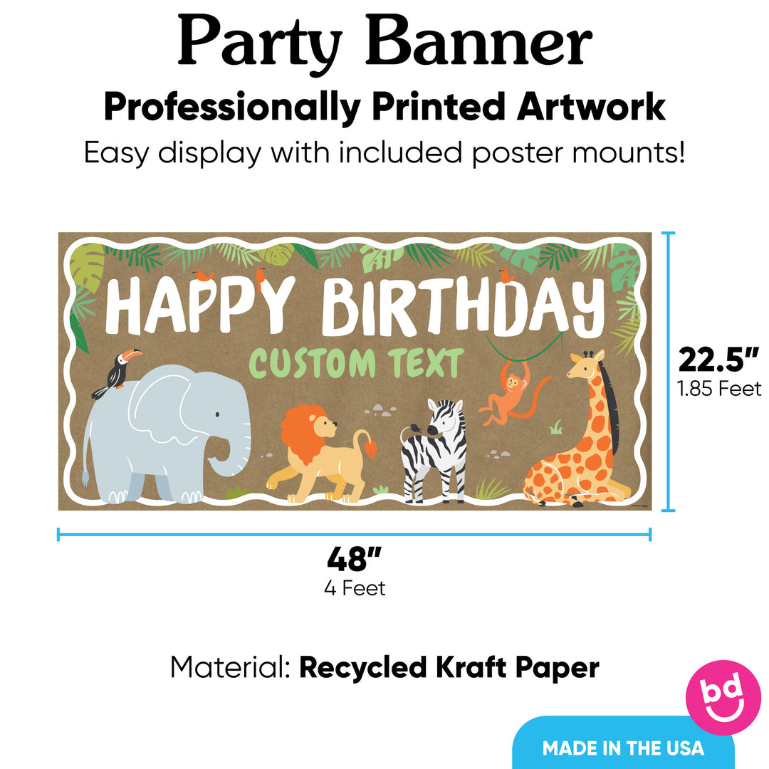 Safari birthday kraft banner 48x22.5 inches with 8 poster mounts