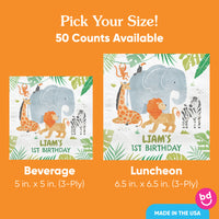 Custom Text Napkins - Safari Animals