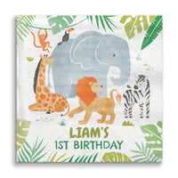 Personalized safari animals napkins with custom text