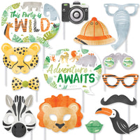 Safari animals photo booth props 20 piece set