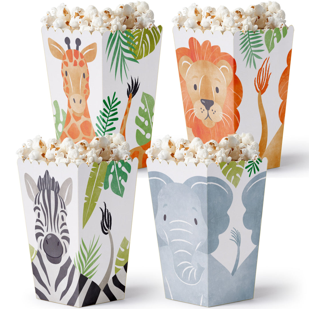 Safari animals popcorn boxes set of 12
