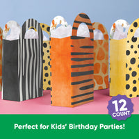 Safari Animals Paper Favor Bags - 12 Ct