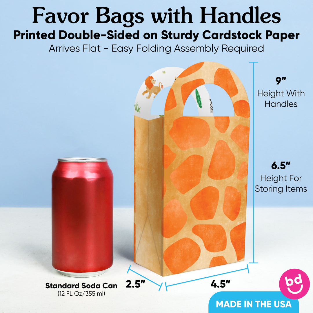 Safari Animals Paper Favor Bags - 12 Ct