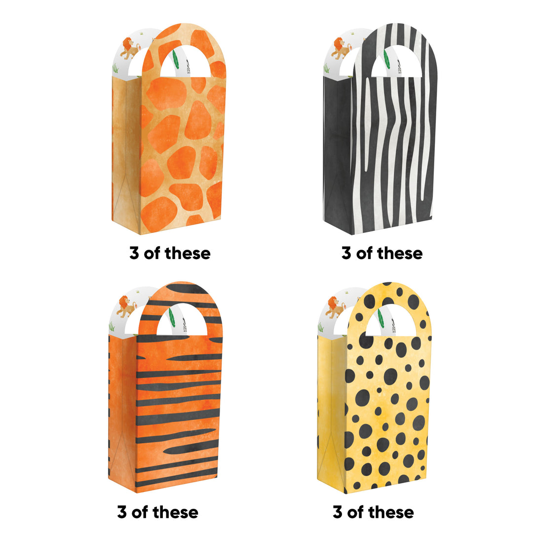 Safari Animals Paper Favor Bags - 12 Ct