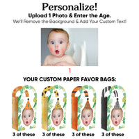 Custom Face Safari Animals Paper Favor Bags - 12 Ct