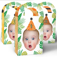 Custom Face Safari Animals Paper Favor Bags - 12 Ct