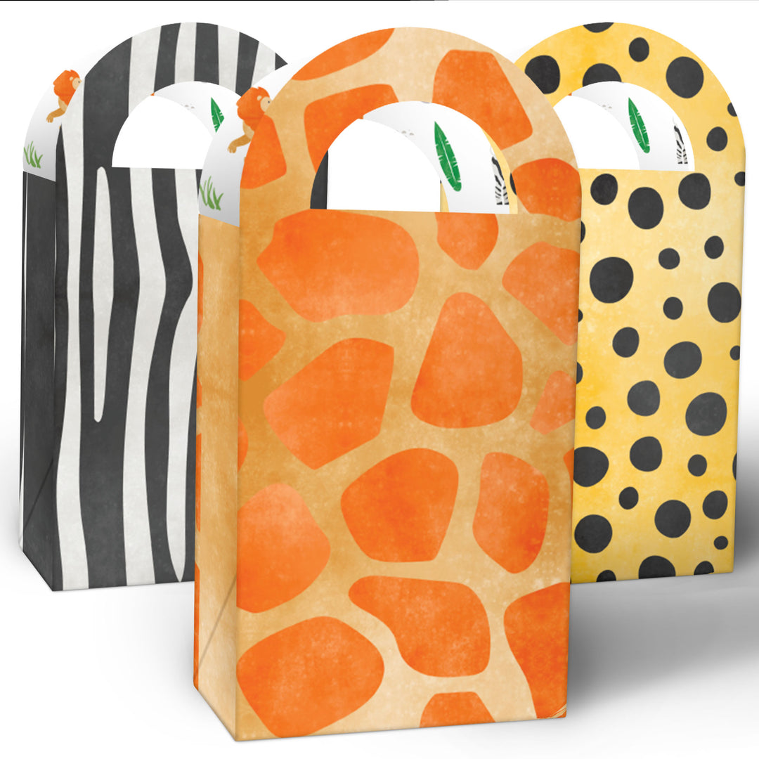 Safari Animals Paper Favor Bags - 12 Ct