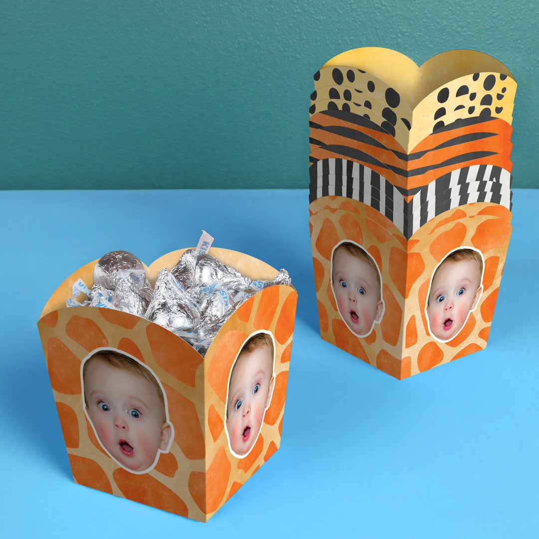 Custom Face Safari Animals Treat Boxes - 12 Ct
