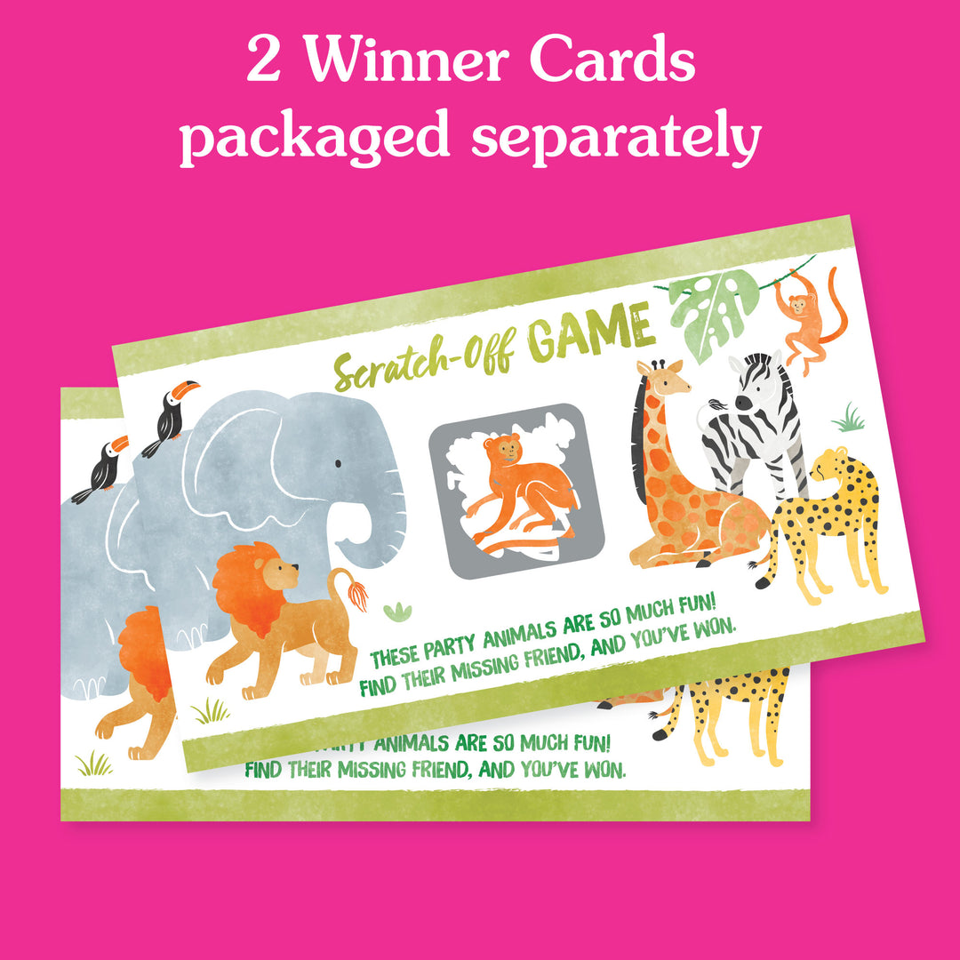 Safari scratch off card with watercolor jungle animals