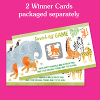 Safari scratch off card with watercolor jungle animals