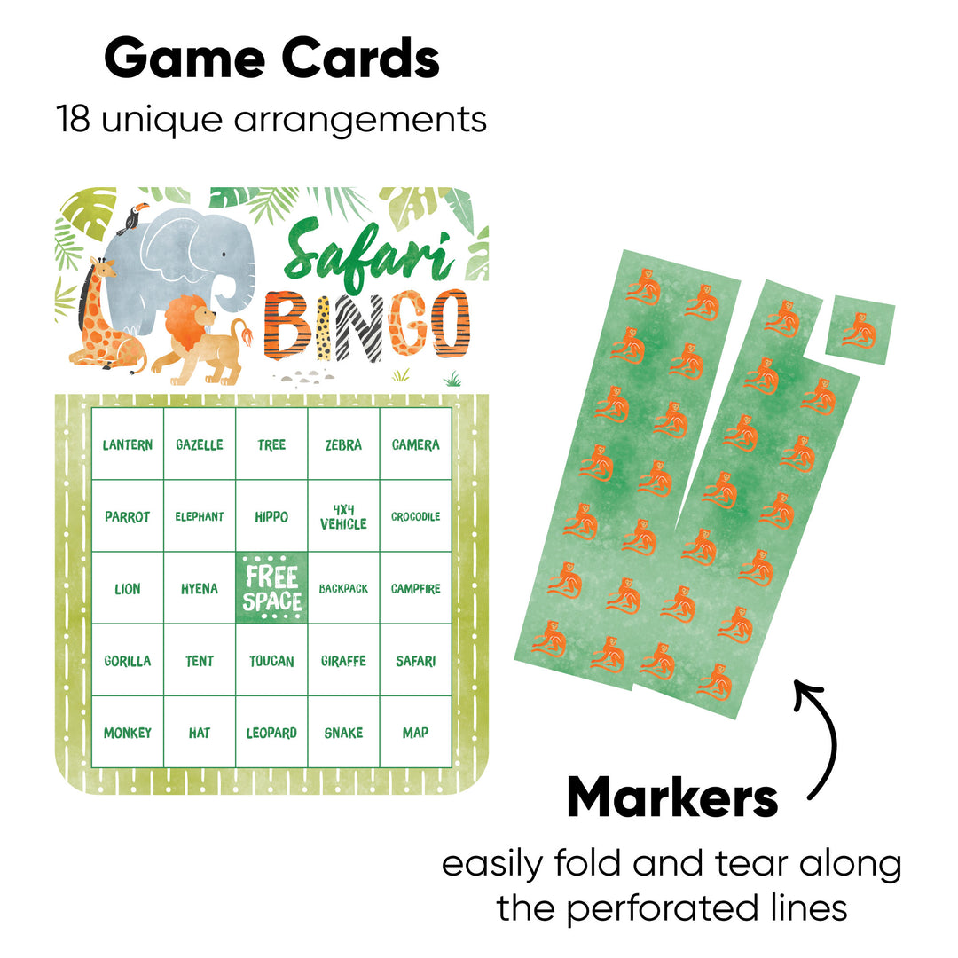 Perforated bingo marker sheet for safari game