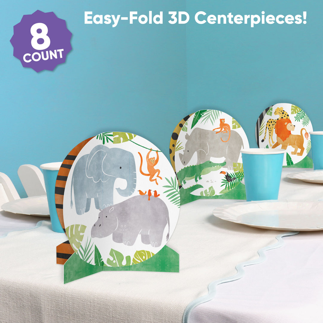 Elephant lion giraffe zebra safari centerpiece detail