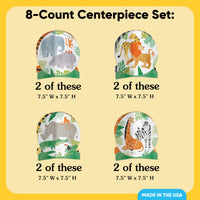 8 safari animal themed 3D party centerpieces