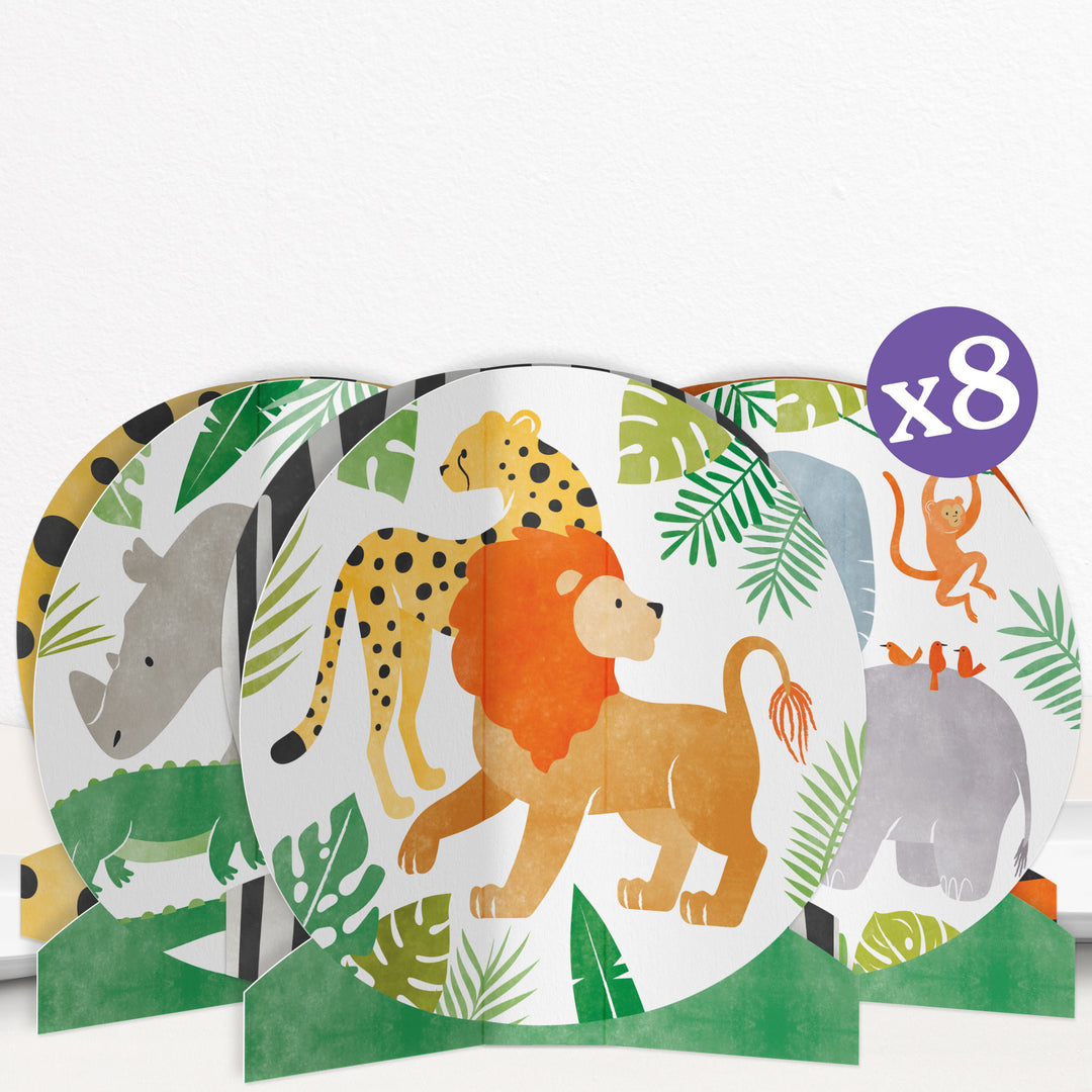 Safari animals 3D table centerpieces set of 8