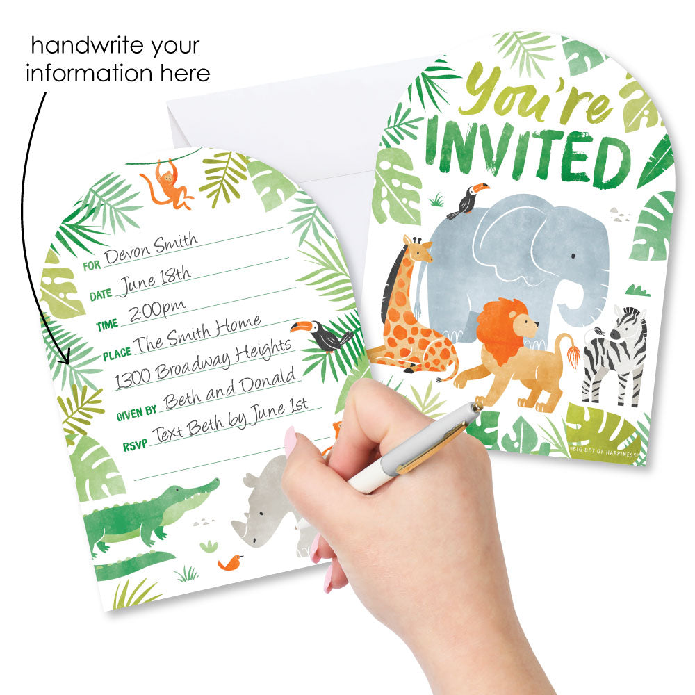 Fill-in lines for date time place RSVP on back