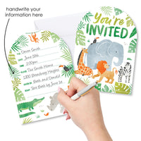 Fill-in lines for date time place RSVP on back