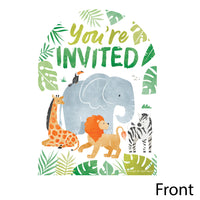 Jungle safari fill in invitation with animal lineup