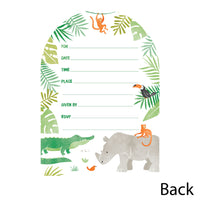 12 safari invitations and 12 white envelopes