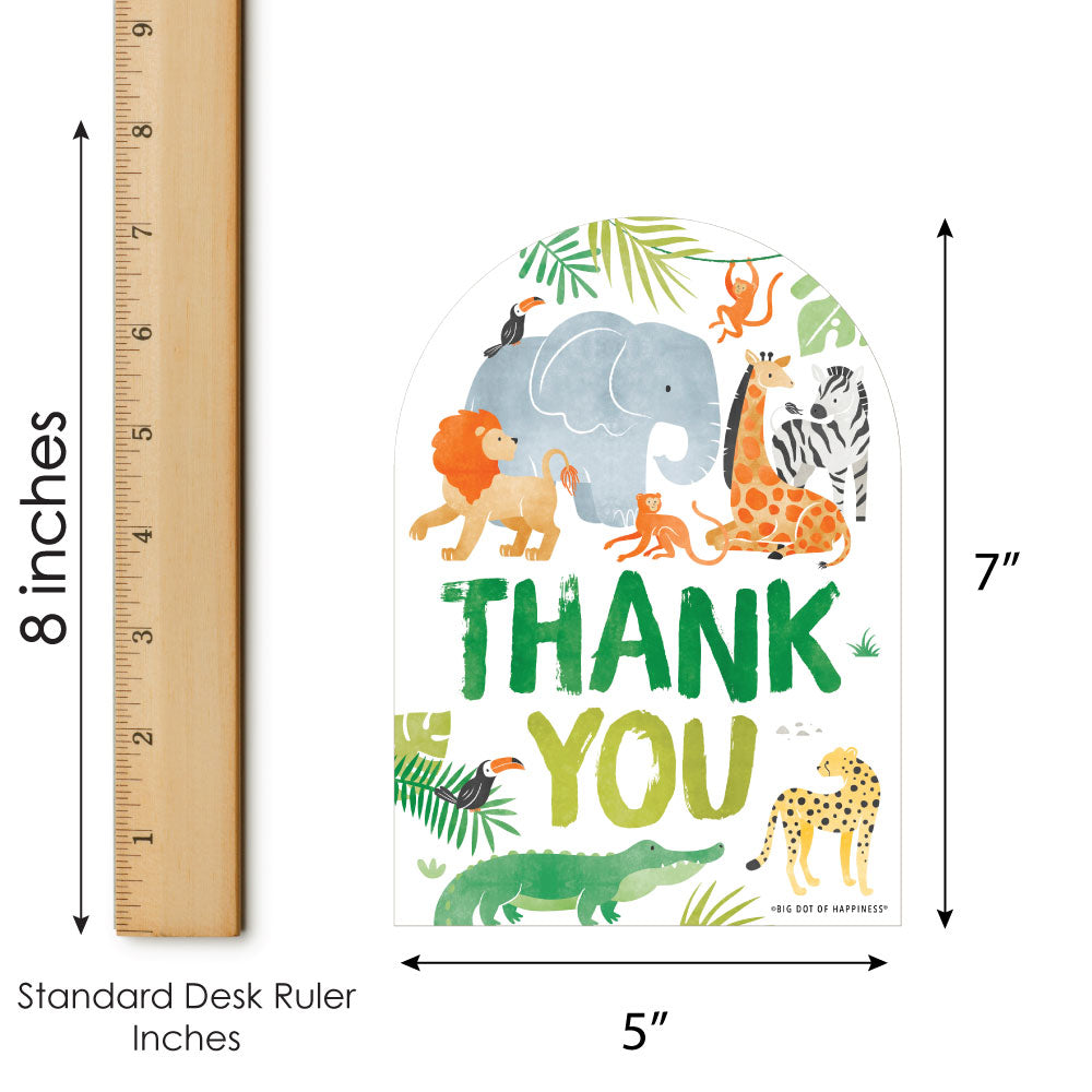 12 safari thank you cards and 12 white envelopes