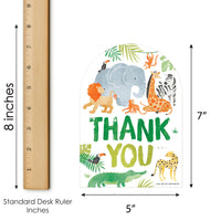 12 safari thank you cards and 12 white envelopes