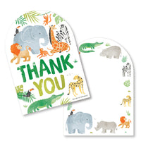 Safari animals shaped thank you cards with envelopes