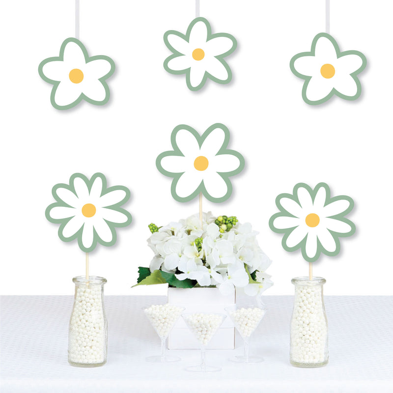 Sage Green Daisy Flowers - Decorations DIY Floral Party Essentials - Set of 20