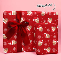 Custom Face Wrapping Paper - Santa Claus on Red