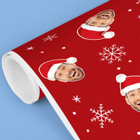 Custom Face Wrapping Paper - Santa Claus on Red