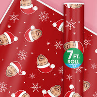 Custom Face Wrapping Paper - Santa Claus on Red