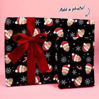Custom Face Wrapping Paper - Santa Claus on Black