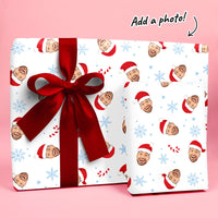 Custom Face Wrapping Paper - Santa Claus on White