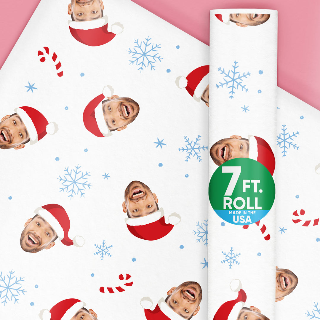 Custom Face Wrapping Paper - Santa Claus on White