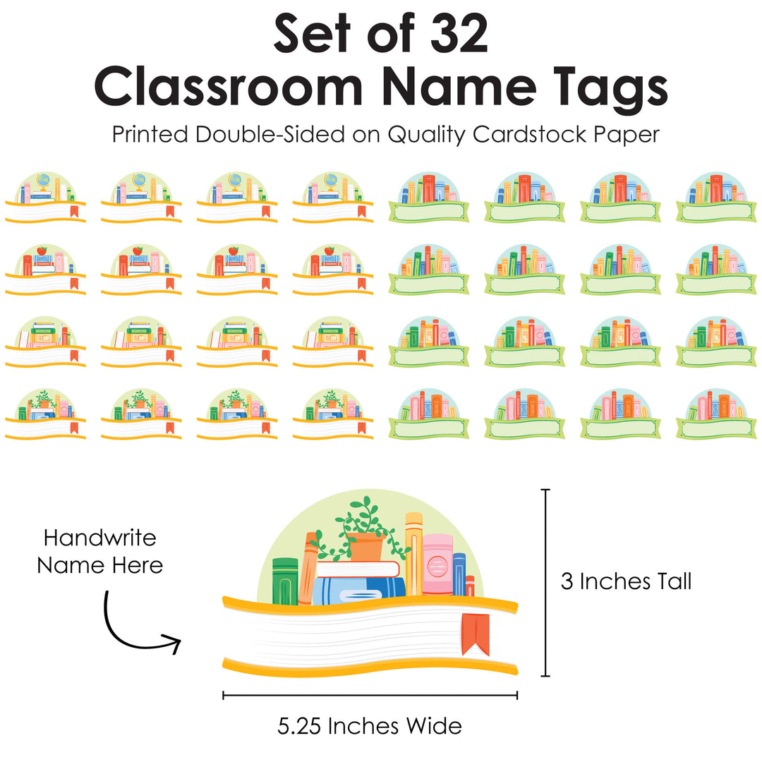 School Books Classroom Name Tags - 32 Ct