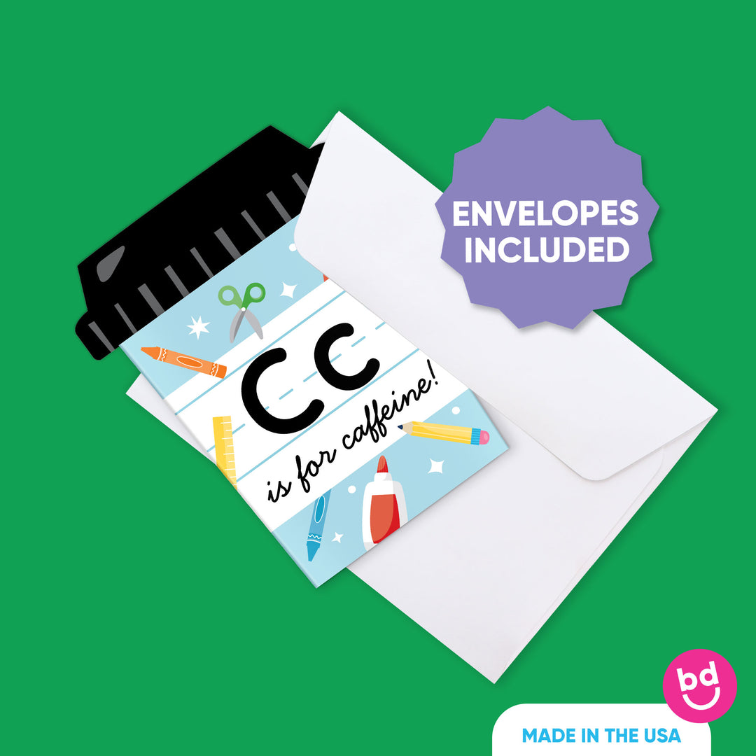 Set of 8 coffee cup gift card holders with envelopes included