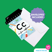 Set of 8 coffee cup gift card holders with envelopes included