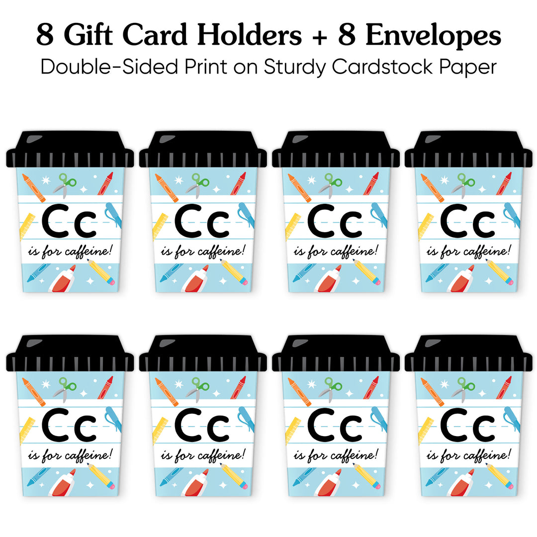 Set of 8 coffee cup gift card holders