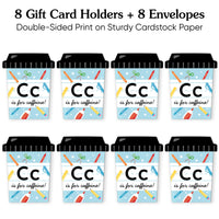 Set of 8 coffee cup gift card holders
